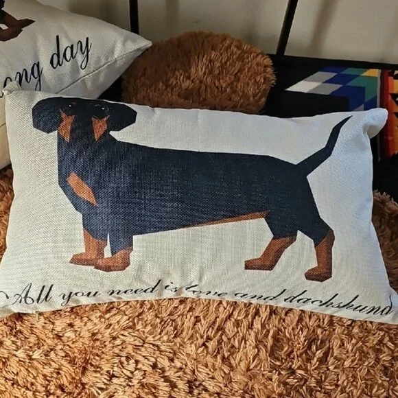 New Utopia Bedding 2 Dachshund Print Throw Pillows set zippered 12 x 20 - Picture 15 of 16